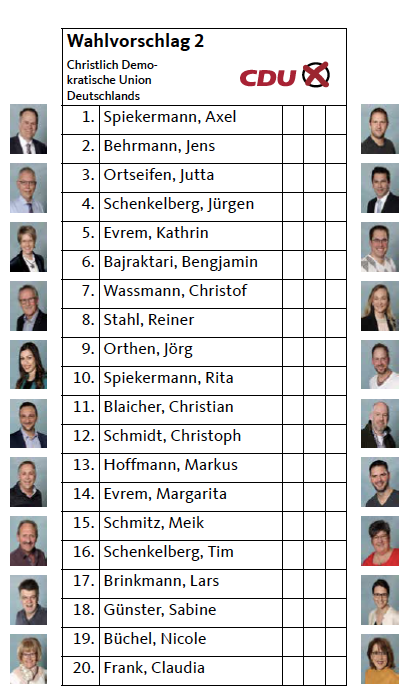 Liste 2 - Wahlvorschlag 2 - CDU Herschbach